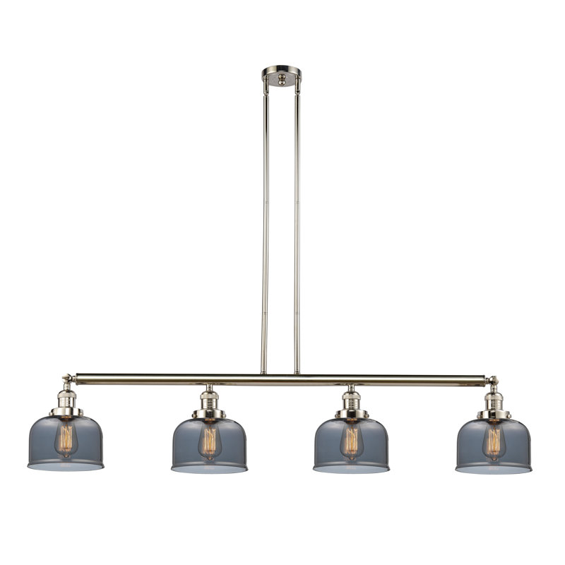 Luminaire suspendu linéaire à 4 lumières pour îlot de cuisine Lemire, Blanc mat, Nickel poli, H 10 po x l 52,63 po x P 8 po