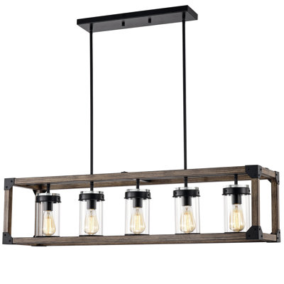 Luminaire suspendu linéaire pour îlot de cuisine 5 lumières Kirstie