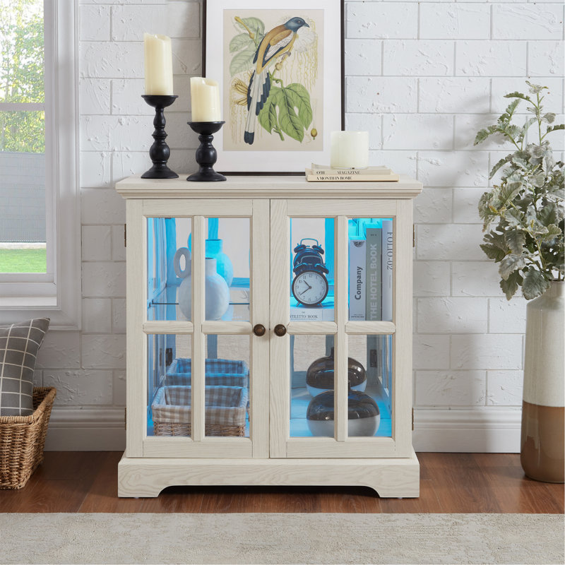 Tall Accent Cabinet With Glass Door, White