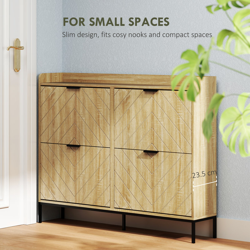 Armoire à chaussures mince, armoire de rangement à chaussures pour entrée, couloir, chêne
