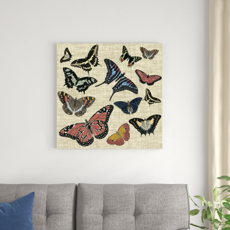 Papillons et lin I, H 30 po x l 30 po x P 1 po