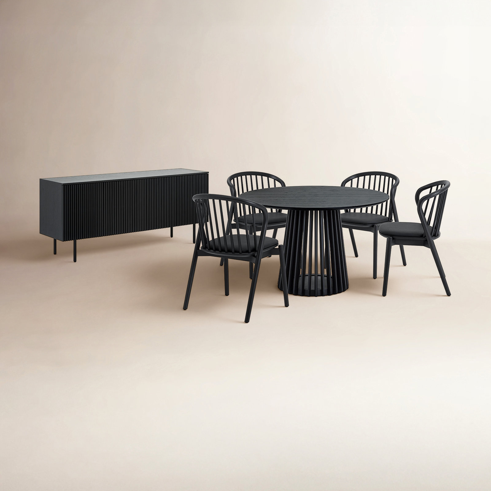 Brysa 6 - Piece Extendable Dining Set, Black, Black, Black