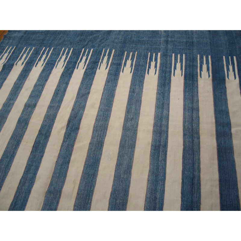Charming Antique Dhurrie Striped Rug from India