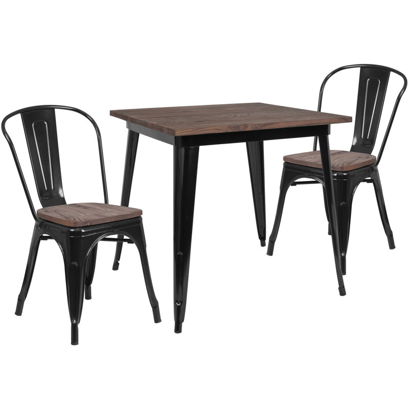 Lafonya 4 - Person Four Leg Dining Set, Black