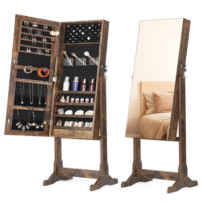 Miroir verrouillable organisateur de bijoux - Solution de rangement élégante pour femmes