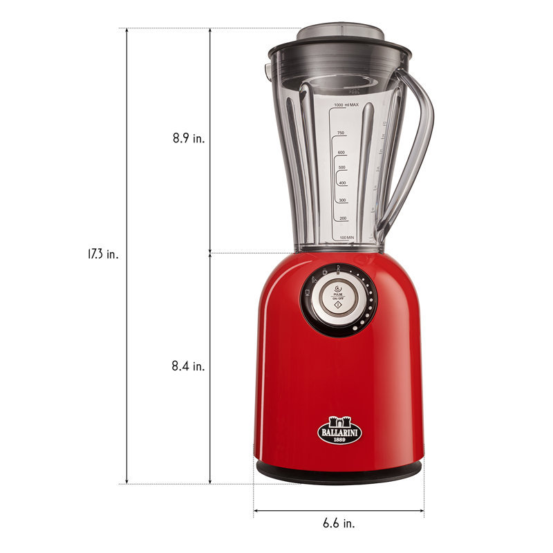 Ballarini Tesoro Countertop Blender, Cherry Red