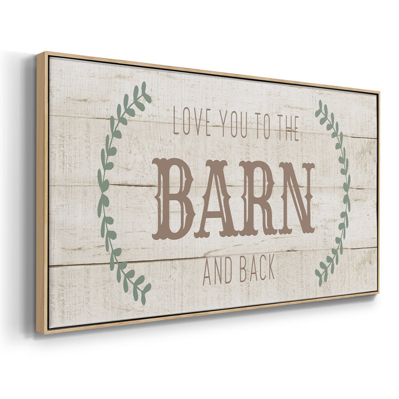 «Love You to the Barn», toile tendue avec châssis encadré, prête à être accrochée, H 25 po x l 49 po, Naturel