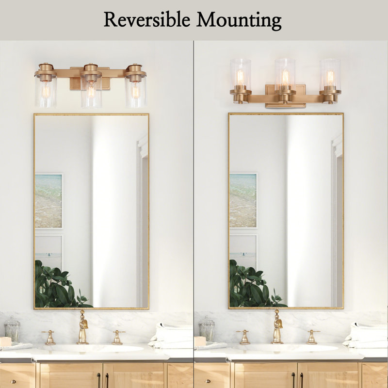 3 - Light Dimmable Vanity Light, Antique Brass