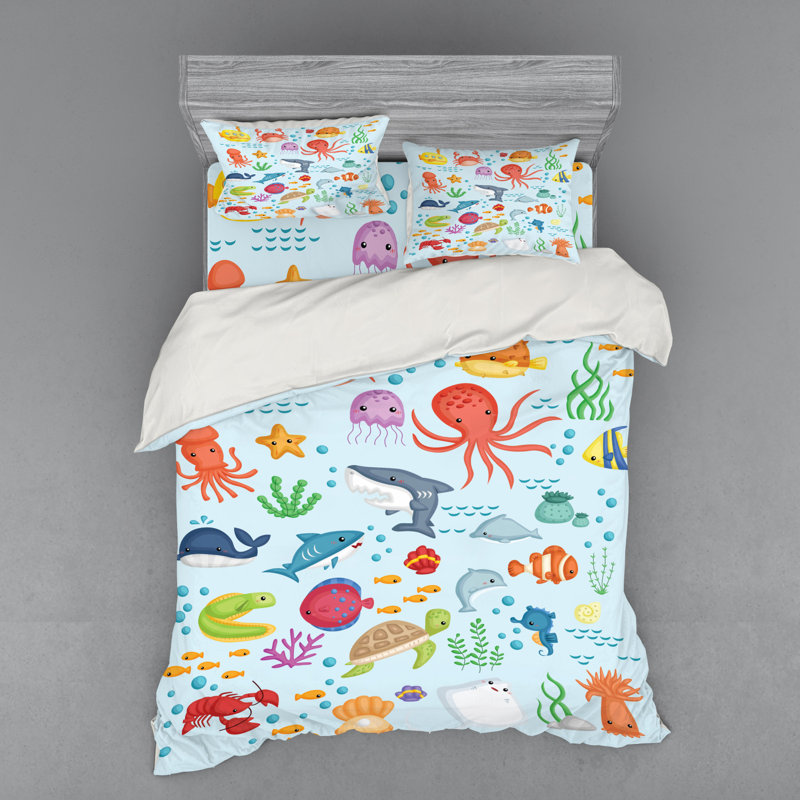 Coastal Polyester Duvet Cover, Queen Duvet Cover + 3 Additional Pieces