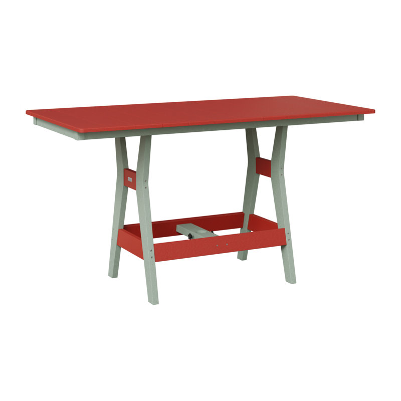 Table rectangulaire à hauteur de comptoir 66 po Berlin Gardens Harbor, Rouge écarlate, 35.5" H x 66" W x 33" D