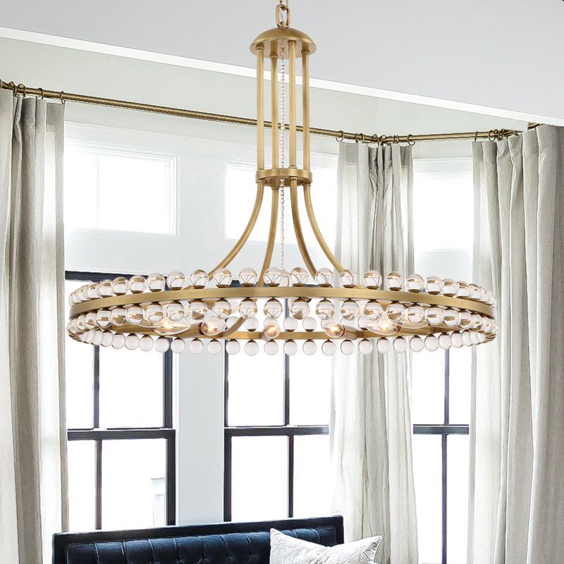 Clover 12-Light Crystal Pendant, 28.75", Aged Brass