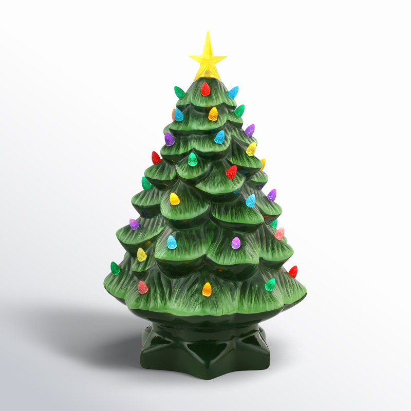Nostalgic Ceramic Tree - Green, 14.25 H" x 8.5 W" x 8.5 D"