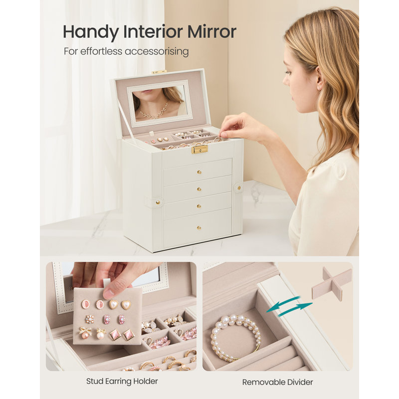 Manufactured Wood Jewellery Box +, White