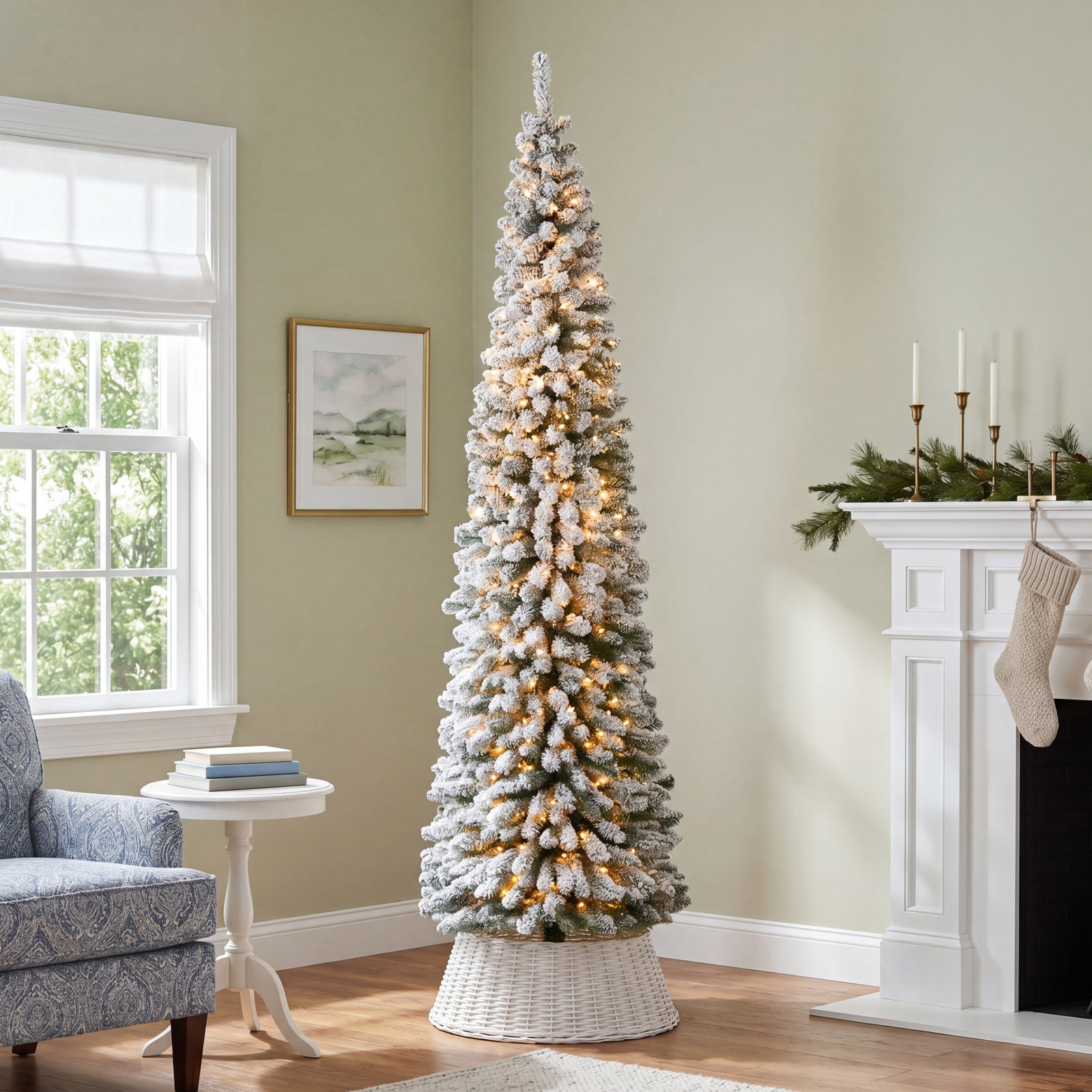 Lighted Artificial Christmas Tree, 8' H