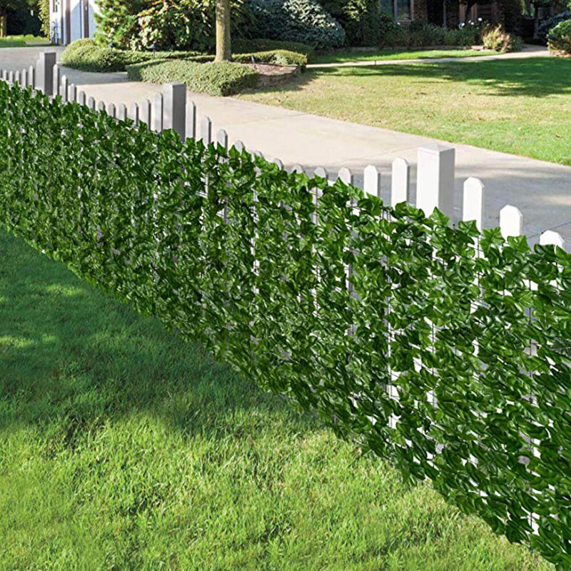 Décoration de clôture en rouleau de lierre artificiel, H 40 po x l 120 po x P 0,5 po, Vert foncé