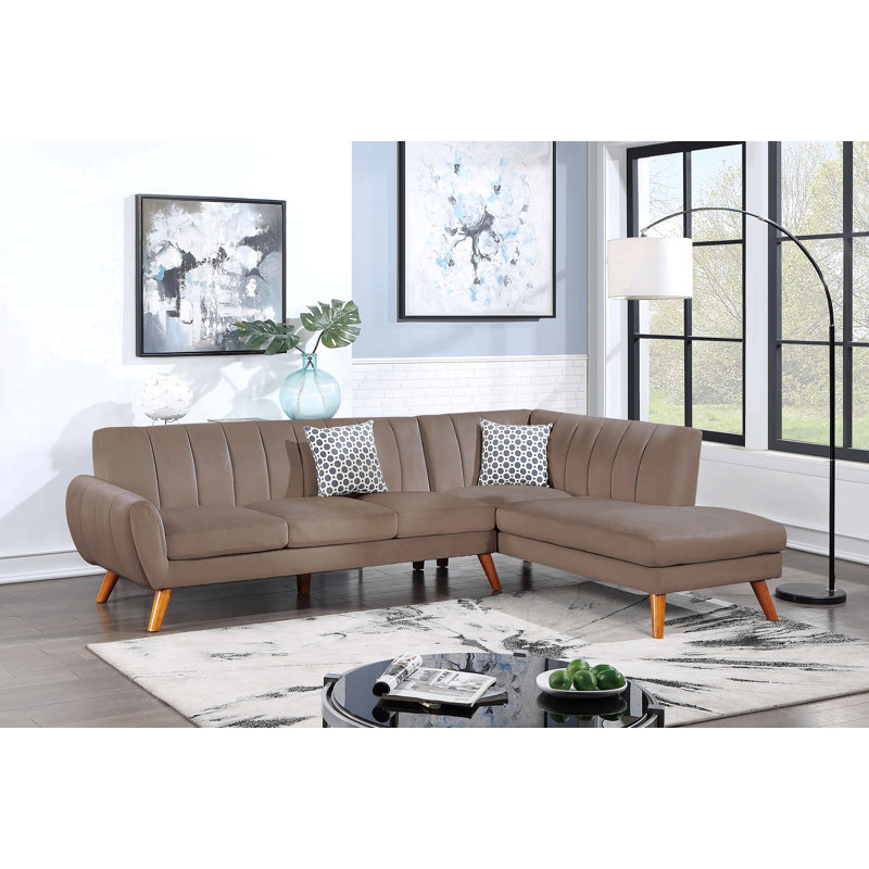 Canapé modulaire en velours 3 places, Marron clair