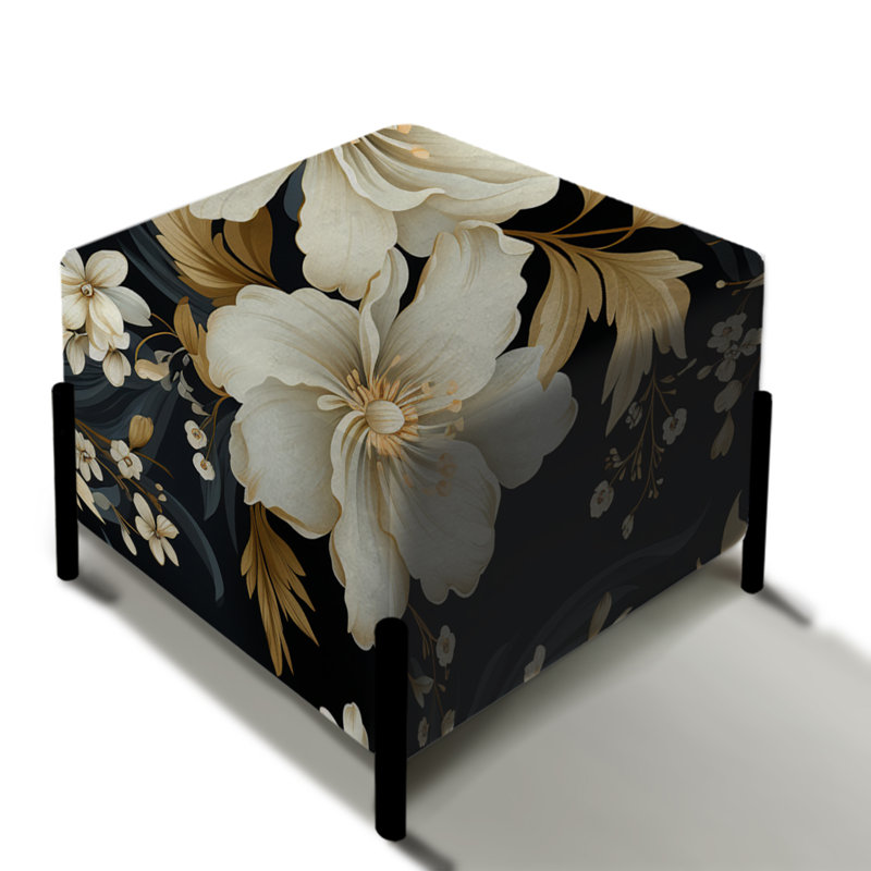 Repose-pieds victorien gris et blanc Elegance II