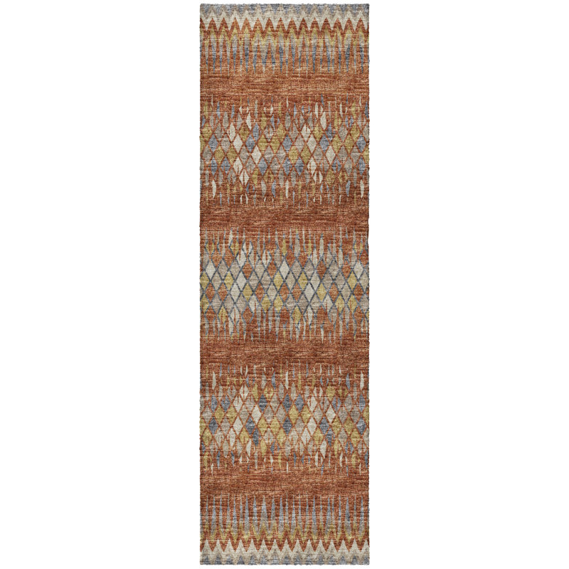 Premium Machine Washable Dream Shag Chevron Rug, 2'3" x 7'6" Runner, Spice