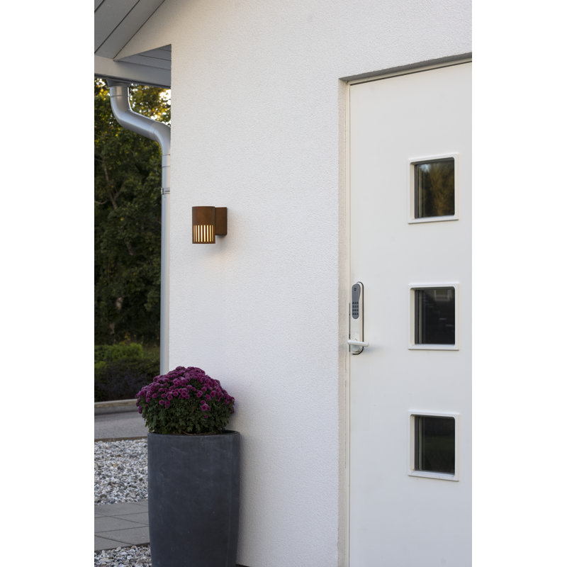 Konstsmide Pistoia Wall Light E27 - Sleek Outdoor Lighting Opal Glass, Antique Brass