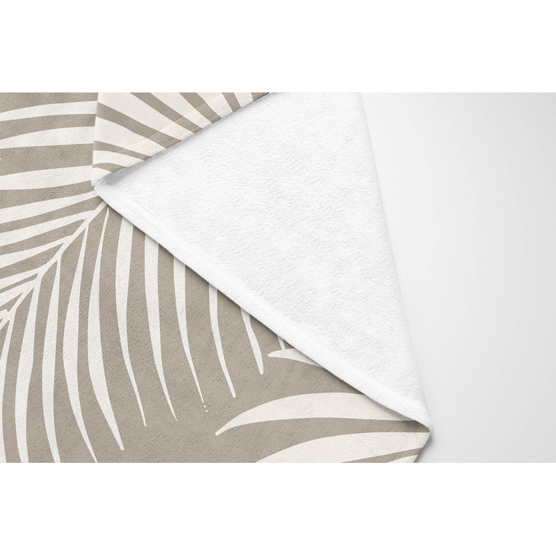 Couverture en velours de coton Waving Palms, L 60 po x l 50 po, Taupe