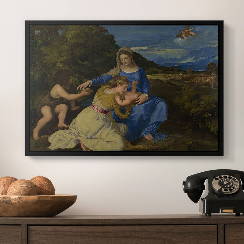 La Madone Aldobrandini, 1532 - Titien (Tiziano Vecelli) - Toile tendue avec châssis, 16 x 24, Noyer