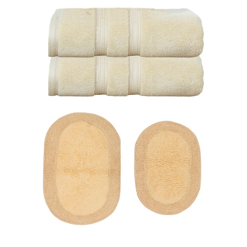 Ensemble de serviettes de bain 100% coton doux 2 pièces Brunk Collection (ensemble de 4), Jaune