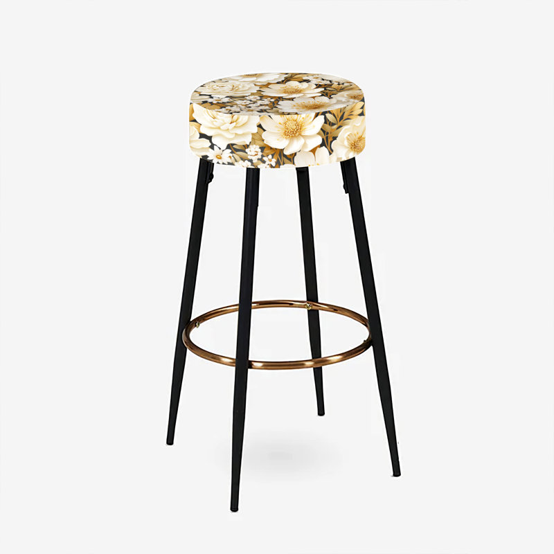 Ensemble de 2 tabourets de bar Beige Boho Chic Poppy Blooms III