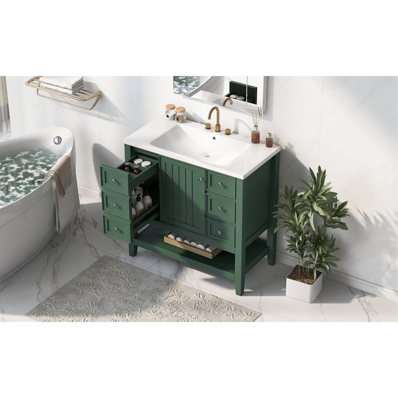 Charming Bathroom Vanity With Versatile Storage And Stylish Design For Enhanced Bathroom Experience., Green