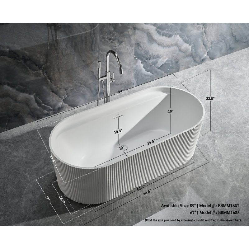 Momo 59'' L Freestanding Soaking Bathtub