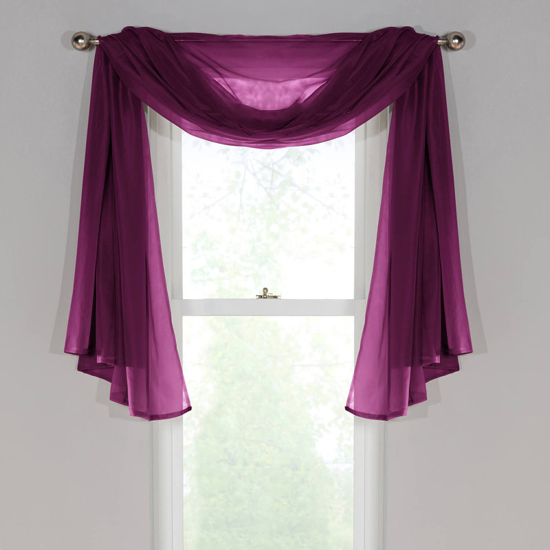 Adolfus Sheer Window Scarf Single Panel, Fuchsia
