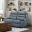 Canapé inclinable 2 places, revêtement en cuir bleu, coussins moelleux pour un confort optimal, mobilier de salon moderne, 1 pièce