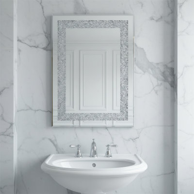 36x24-inch Crystal Rhinestone Rectangular Wall Mirror