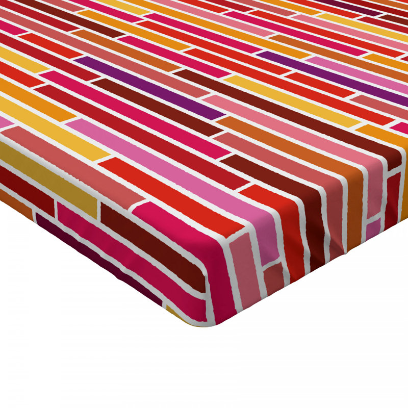 Queen Pink and Multicolor Microfiber Geometric Fitted Sheet