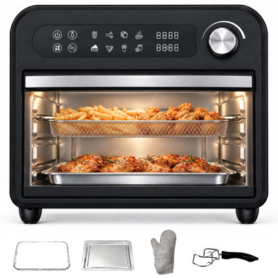 16QT Air Fryer Oven Combo, Convection Oven, Fast Preheat & Cooking, Fits 9-inch Pizza, Digital Display & Precise Temperature Control, Stainless Steel, Easy to Clean.