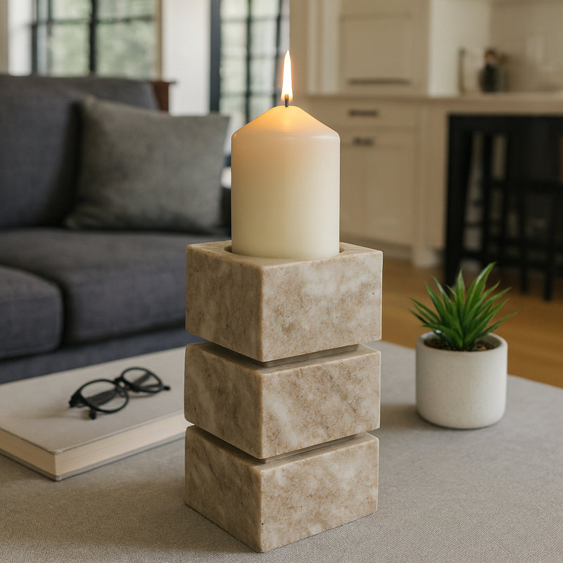 Pillar Candle Holder, 8" H x 4" W x 4" D