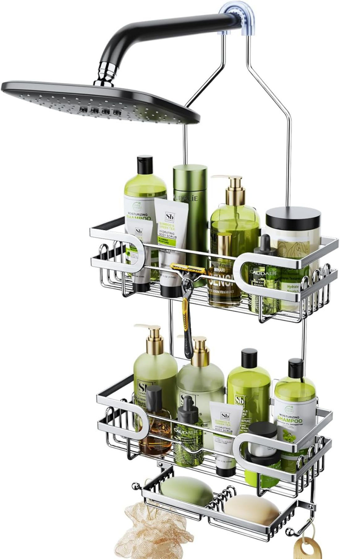 Latitude Run® Hanging Shower Caddy Organizer - Shower Caddy Over Shower ...