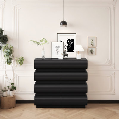 Armoire de chambre à coucher 8, noir - Vaste espace pour organiser des articles Commode moderne avec 8 tiroirs Capacité de poids raisonnable pour une utilisation quotidienne