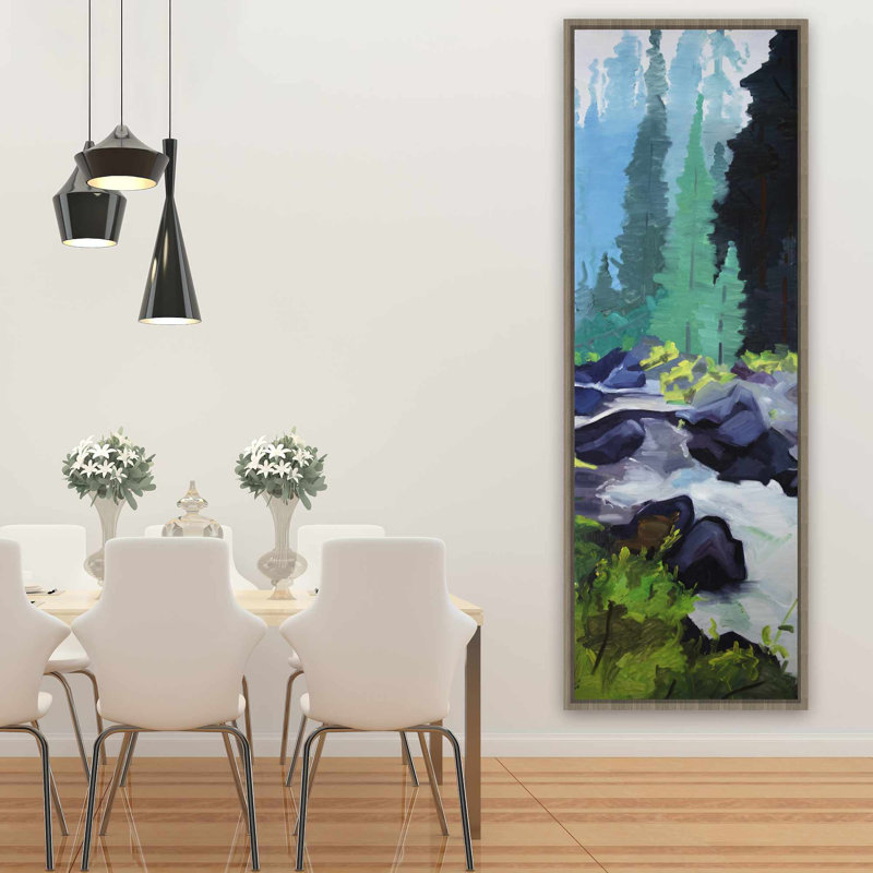 Beautiful Waterfall - Framed Canvas | Trees Landscapes, 61.25" H x 21.25" W