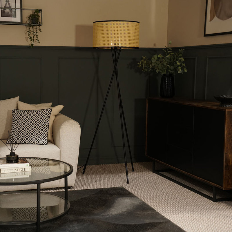Camden 135.5cm Polished Tripod Floor Lamp Set, No