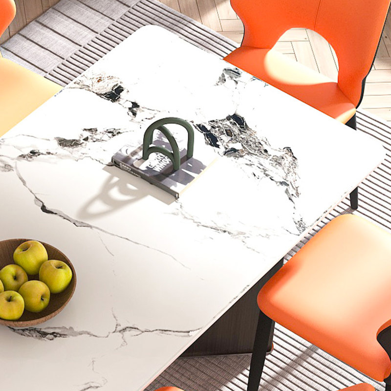 Table de salle à manger moderne de luxe 71 "pour 6-8, marbre rectangulaire avec base en acier inoxydable n'importe où et n'importe quand