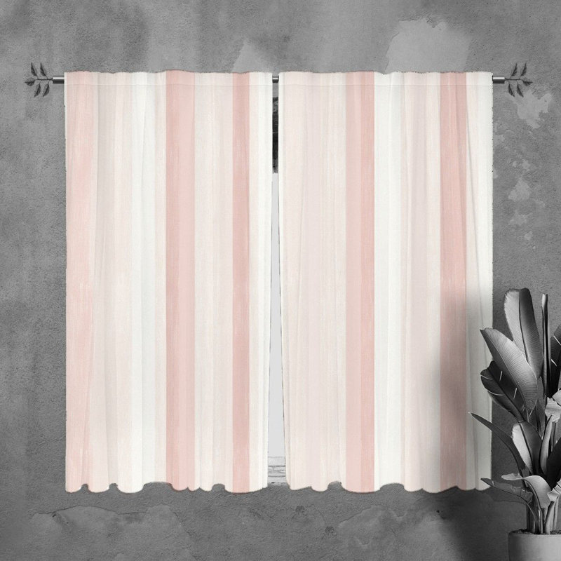 Tanica Room Darkening Curtain Pair, 20" W x 82" L, Pink/White