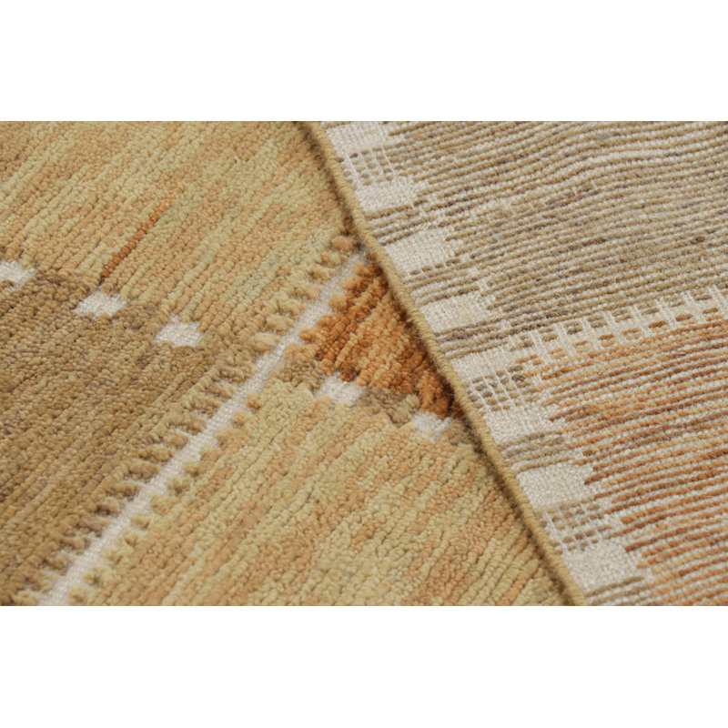 Scandinavian Hand Knotted Wool Geometric Area Rug, Rectangle 5' x 7'