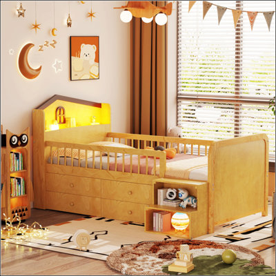 Low Loft Bed With LED Lights