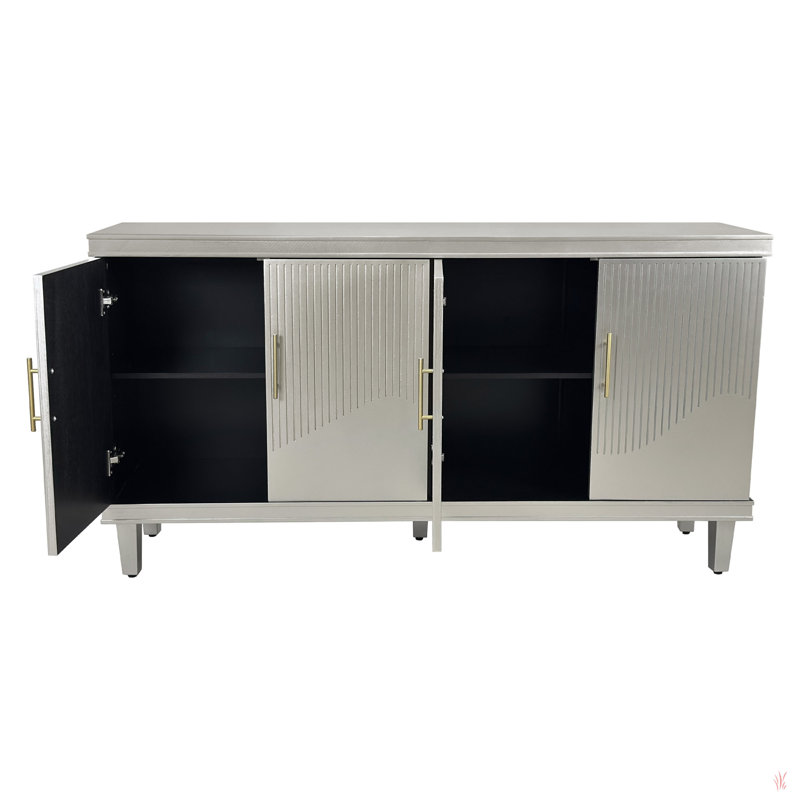 Grande armoire à 4 portes, Champagne, H 32,28 po x l 59,84 po x P 15,75 po