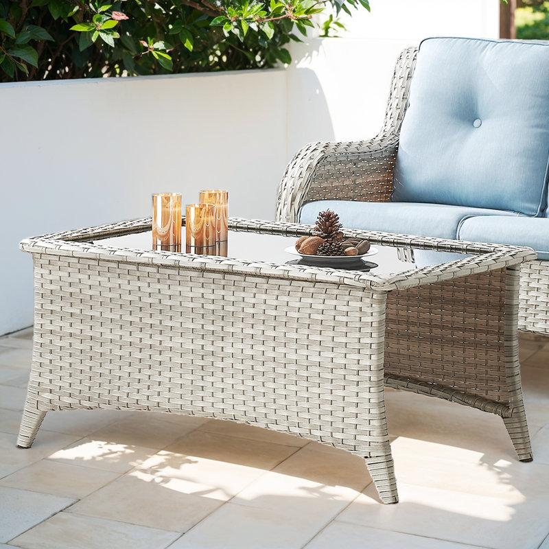 Table basse d'extérieur Bonia, Blanc cassé / blanc