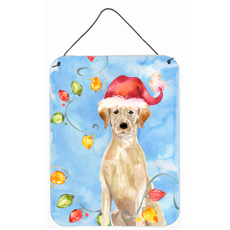 Éclairage de Noël avec pointeur anglais et impressions décoratives, Labrador Retriever blond