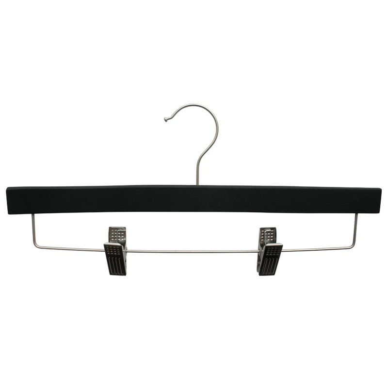 Cintre antidérapant en bois naturel pour jupe / pantalon Dennis, Noir foncé