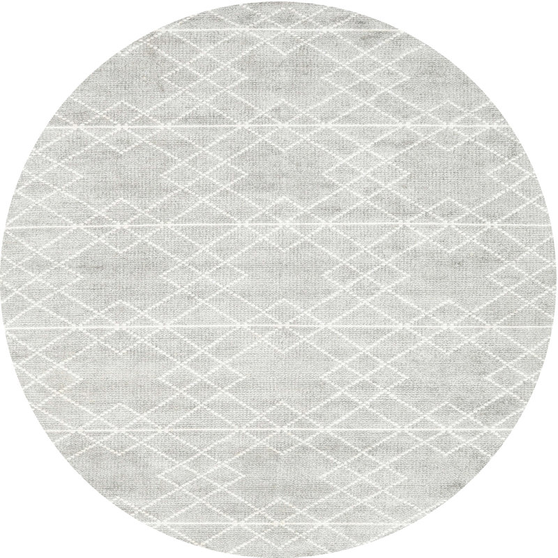 Tapis beige/gris contemporain, Rond 4 pi
