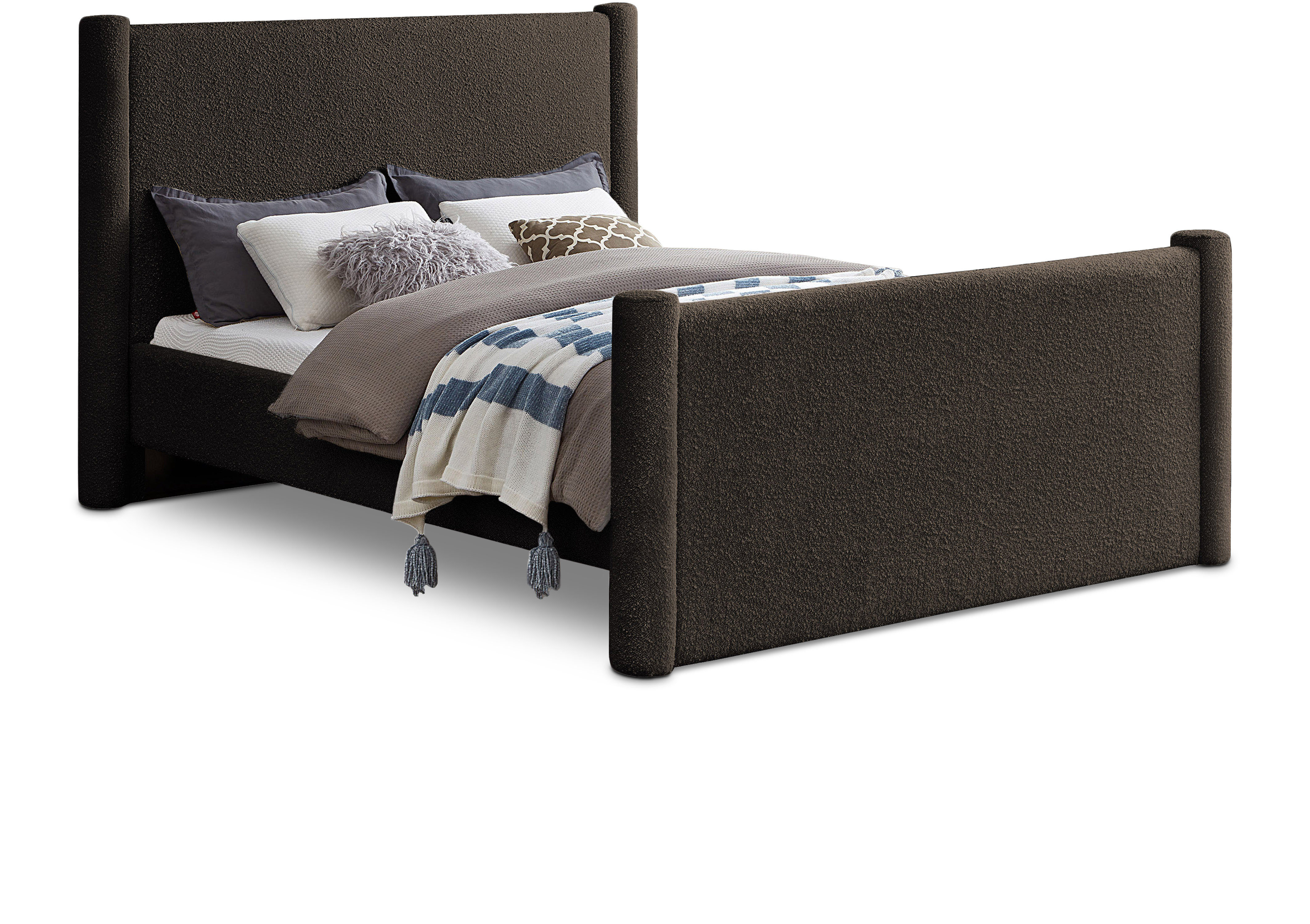 Hylke Upholstered Panel Bed in Boucle Fabric