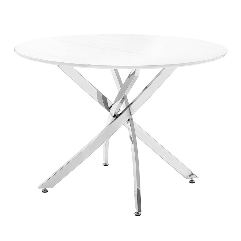 Table de salle à manger en faux marbre avec pieds en métal, ultra moderne pour quatre 4